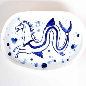 Hippocamp, porcelain, platter